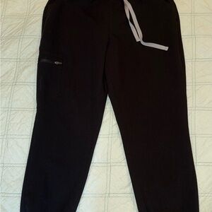 Figs Black Joggers with Gray Drawstring